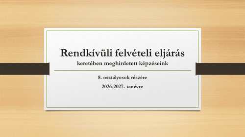 Rendkívüli felvételi eljárás